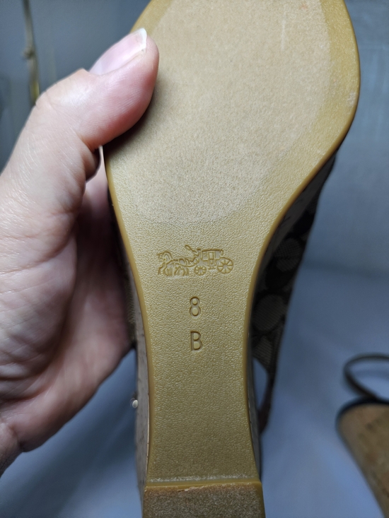 Coach Women's Slingback Wedge Sandals Tan Monogram Size 8 - Picture 14 of 15